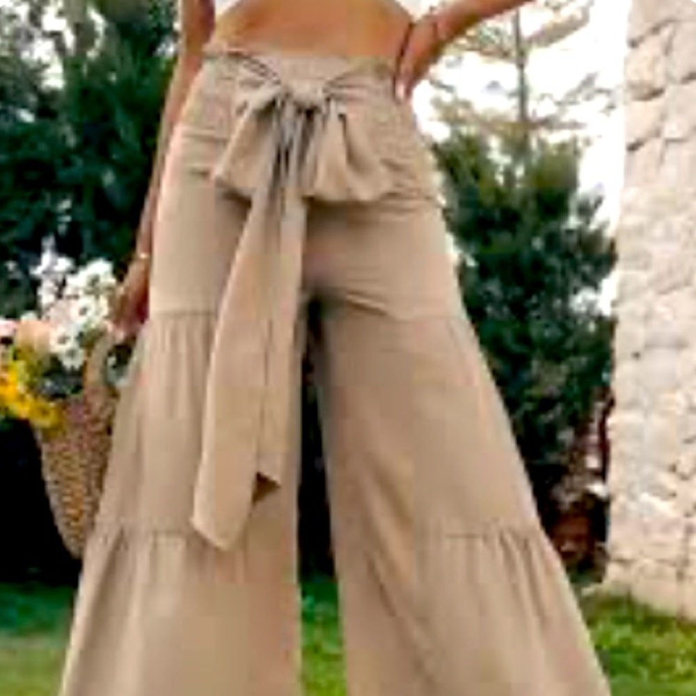 Wide Leg Tan Pants